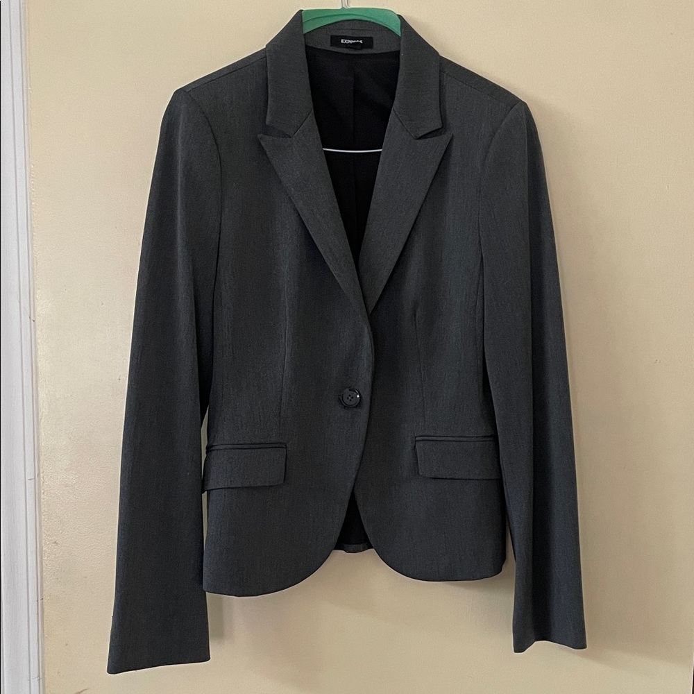 Express Women's Dark Gray Single-Button Blazer
